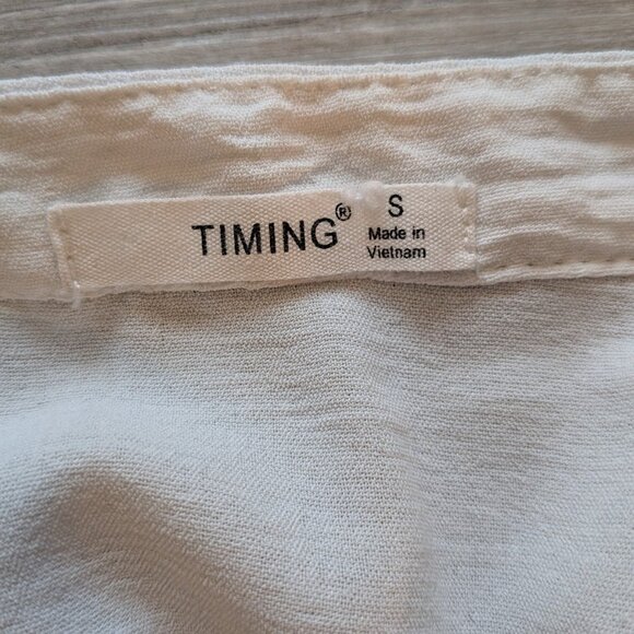Timing Short Sleeve Tie Front Dolman Top S White - Picture 3 of 5